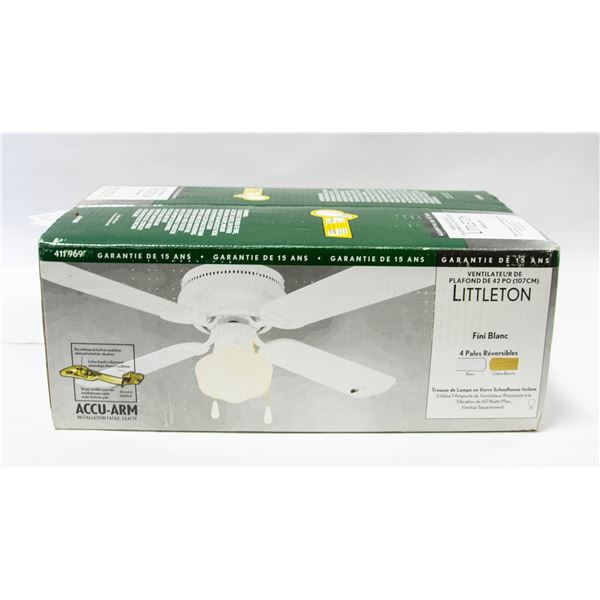 NEW IN BOX CELING FAN WITH LIGHT WHITE
