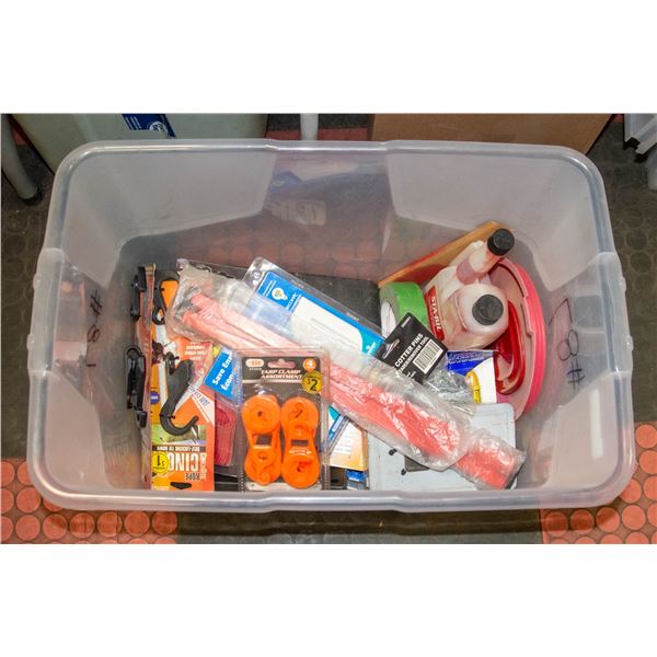TOTE OF TOOLS AND EQUIPMENT