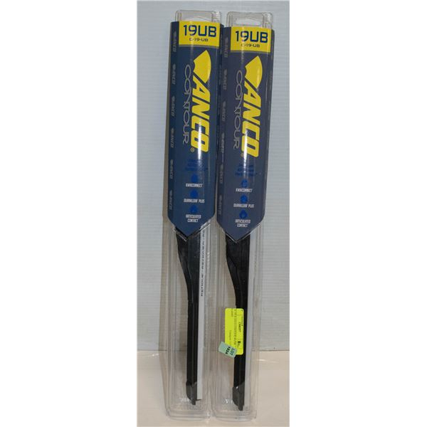 2 PACKS OF 19UB ANCO CONTOUR WIPER BLADES C-19-UB