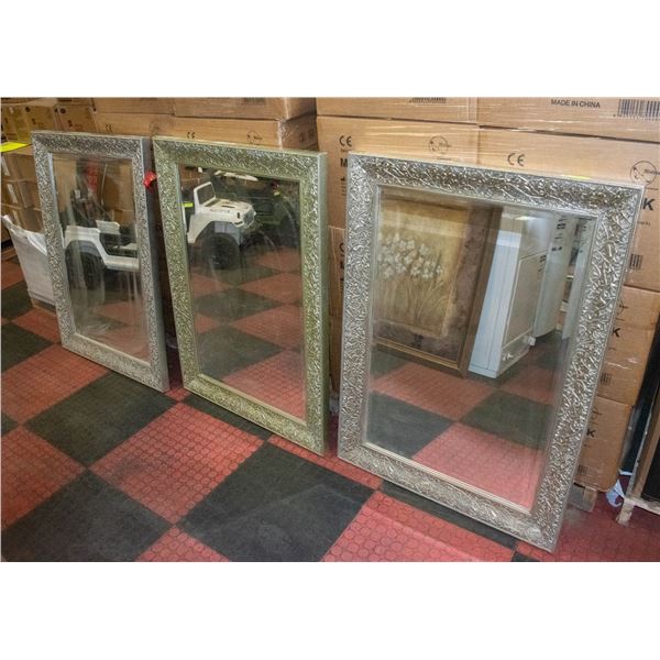 3 LARGE ORNATE STYLE MIRRORS 31" X 34"