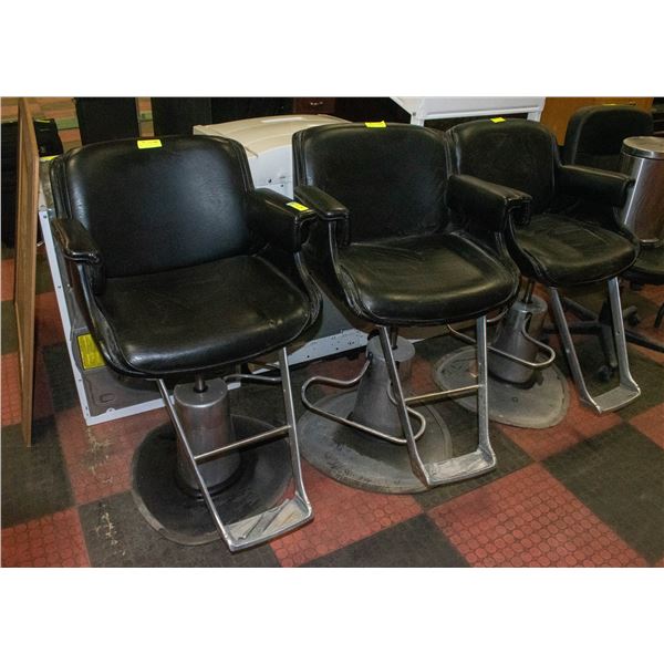 3 SALON/BARBER HYDRAULIC CHAIRS