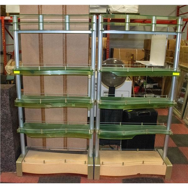 PAIR OF DISPLAY SHELVES H-72" W-15.5" L-35.5"
