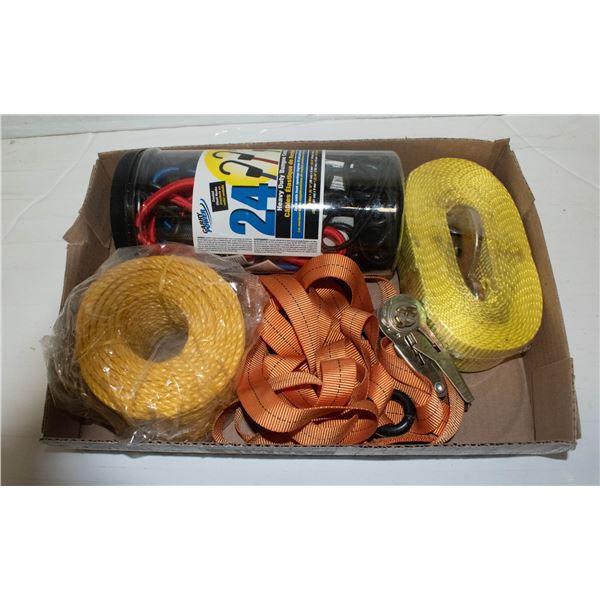 FLAT OF BUNGEE CORDS STRAPS AND MORE