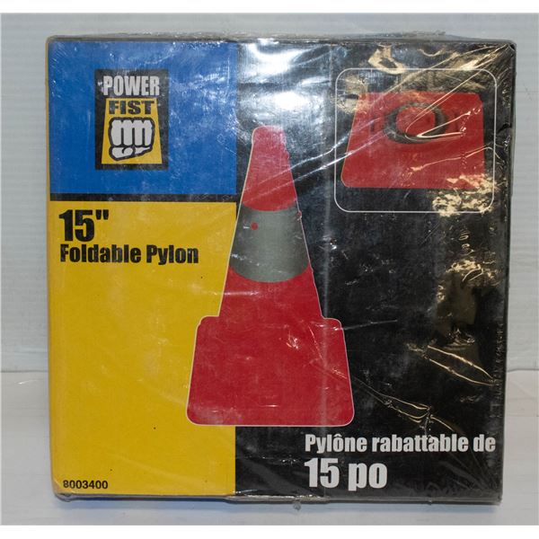 NEW POWER FIST 15" FOLDABLE TRAFFIC CONE