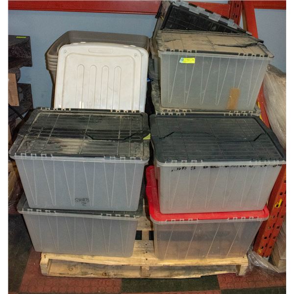 PALLET OF TOTES - VARIOUS TYPES AND SIZES