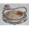 Image 2 : FLOOR MODEL CHROME & SLAG GLASS ASHTRAY W/ LIGHTER