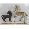 Image 1 : LOT OF 2 - CARVED WOODEN HORSES