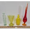 Image 2 : LOT OF 4 - ART DECO, CELERY & COLOURED VINTAGE VASES & BOTTLES 