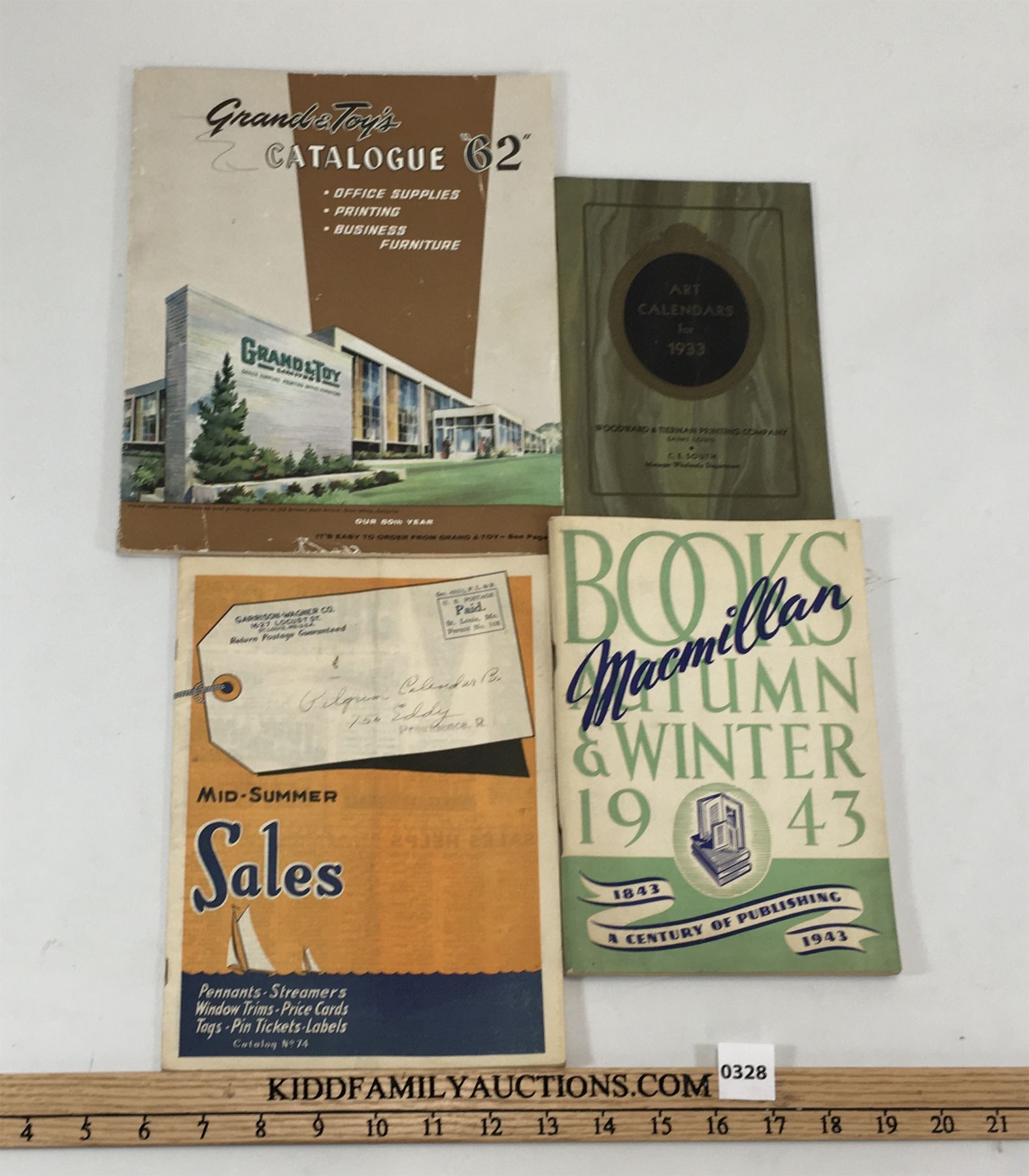 LOT OF 4 VINTAGE CATALOGUES INCL GRAND AND TOY, MACMILLAN, ART
