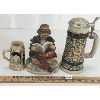 Image 1 : LOT OF 3 - BEER STEINS AND CERAMIC FIGURINE 