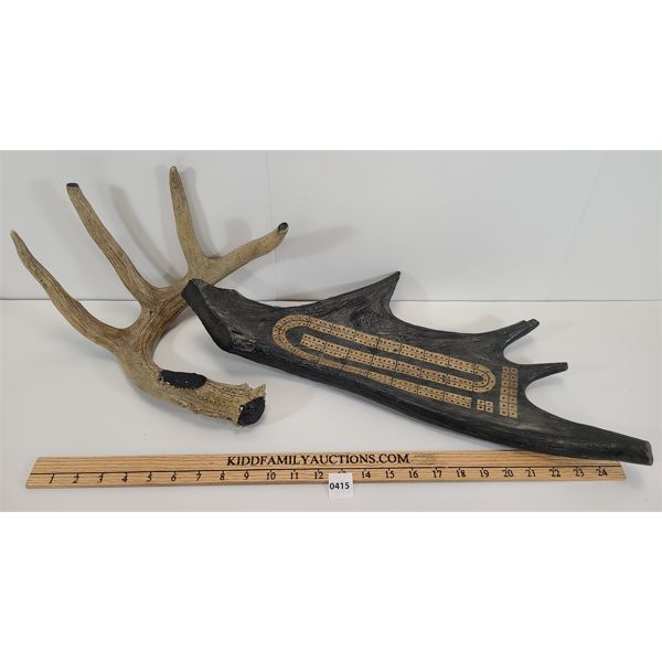 LOT OF 2 - ANTLER CRIBBAGE BOARD