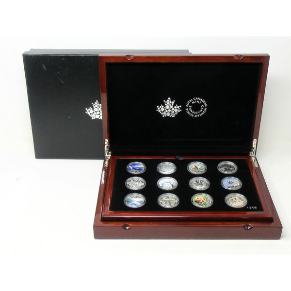 12 x 1/2 Oz .9999 Silver Canada Coins in Rosewood Presentation Box