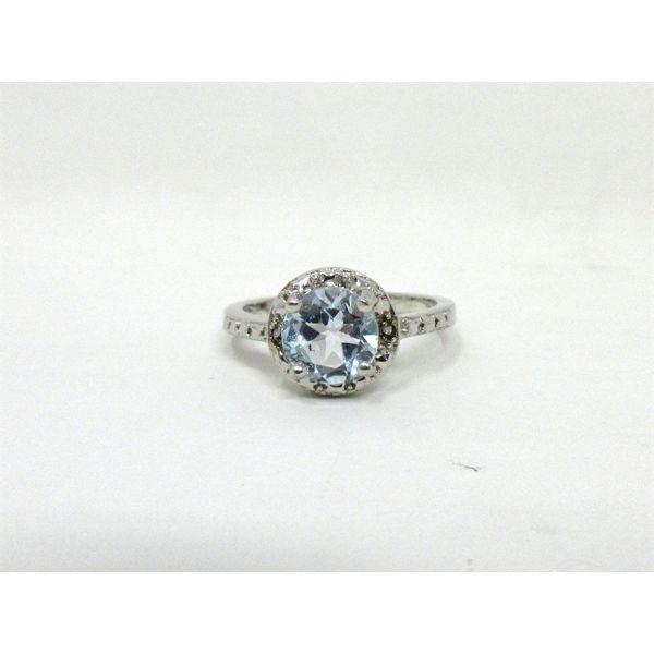 1 CT Blue Topaz & Diamond Solitaire Ring 