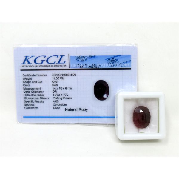 11.3 CT Oval Ruby Gemstone with Certificate 