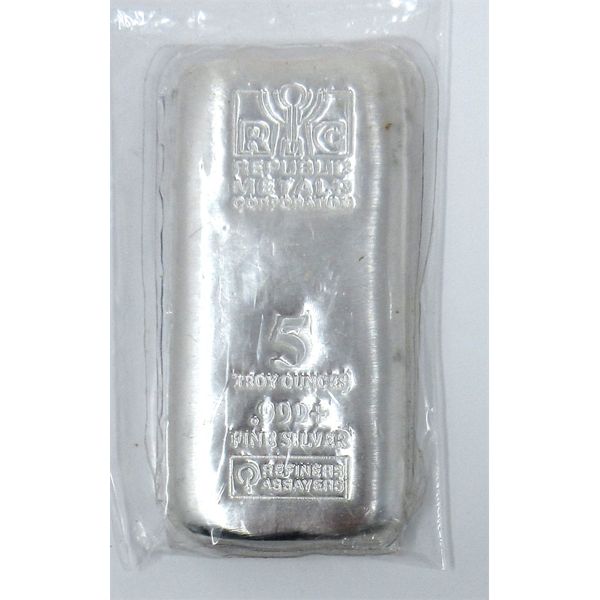 5 Oz .999+ Silver RMC Republic Metals Bar 