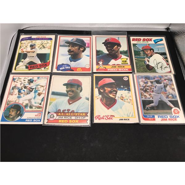 HALL OF FAMER (2009) JIM RICE LOT OF 8 INCLUDING ROOKIE CARD