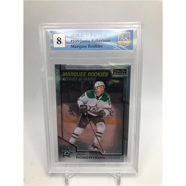 2020-21 O-PEE-CHEE #159 JASON ROBERTSON MARQUEE ROOKIES GCG GRADED 8