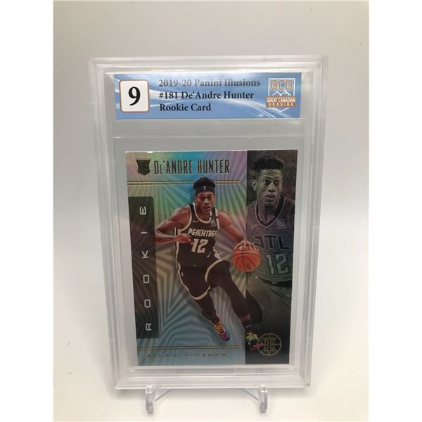 2019-20 PANINI ILLUSIONS #181 DE'ANDRE HUNTER ROOKIE CARD GCG GRADED 9