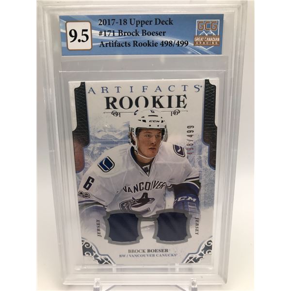 2017-18 UD LTD ED 498/499 DUAL PATCH ARTIFACTS ROOKIE CARD (GCG 9.5)