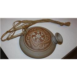 Signed Pottery Wall Flask