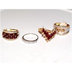 Lot of 4 Gold Plated and Sterling Rings