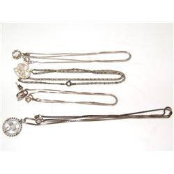 Lot of 4 Sterling Silver Necklaces W/Pendants