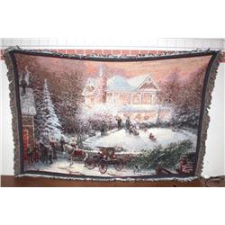 Thomas Kinkade Winter Scene Throw Blanket