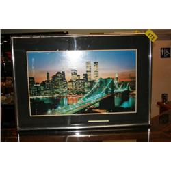 poster of World Trade Center towers at night