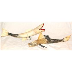 Set of Two Fish Made From Cow Horns