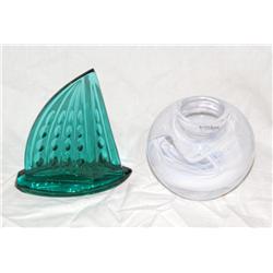 Waterford Sailboat & Kosta Boda Paperweight
