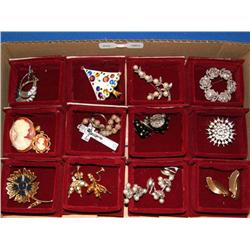 Box Lot of Vintage Sterling & Costume Jewelry