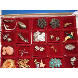 Box Lot of Vintage Sterling & Costume Jewelry