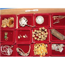 Box Lot of Vintage Sterling & Costume Jewelry