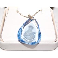 Antique Intaglio Crystal Of Mary On Sterling Chain