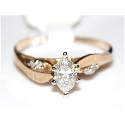 14K Gold Ring With Marquise Diamond .25ct