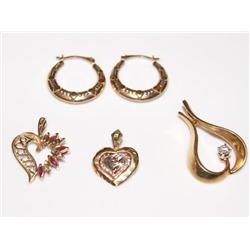 AAA Ruby Ring, Diamond Pendant & Gold Earrings