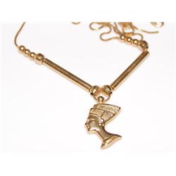 14K Ladies Necklace W/Nefrititi Pendant 2.4g