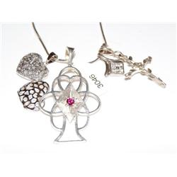 Sterling Silver Necklace With 4 Pendants