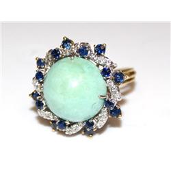 Rare Robin's Egg Turquoise Sapphire & Diamond Ring