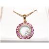 Image 1 : 18K Over Sterling Necklace W/Floating Ruby Pendant
