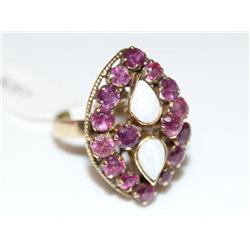 1.00Ctw AAA Burmese Ruby & Opal Vintage Ladies Rin
