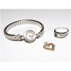 1930's Benrus Vintage Watch,Multicolor Ring & Pend