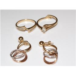 Diamond Solitaire,Diamond Wedding Band & Gold Earr