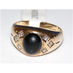 10K Black Onyx & Diamond Ring 6.4g
