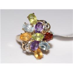 14K Gold With Multi Color Gem Stones