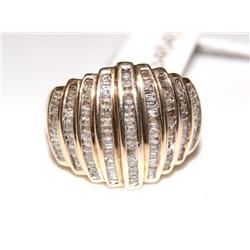 10K Gold Ring W/1.25ctw Diamond Waterfall