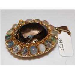 110Ctw AAA Smokey Topaz & Australian Fire Opal Pen