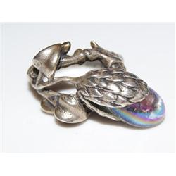 925 Sterling Flower Ring W/Iridescent Crystal