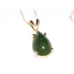 14K Ladies Necklace W/Jade Pendant 2.1g