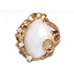 14k Gold Ring W/Large Stone & CZ's